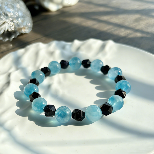 Aquamarine Black Spinel Calming Protection Bracelet