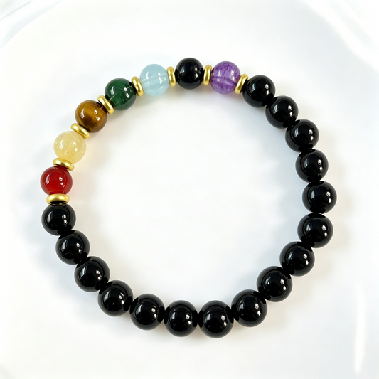 Seven Chakra Natural Stone Bracelet, Energy Healing Beaded Bracelet, Yoga Meditation Jewelry, Spiritual Gift