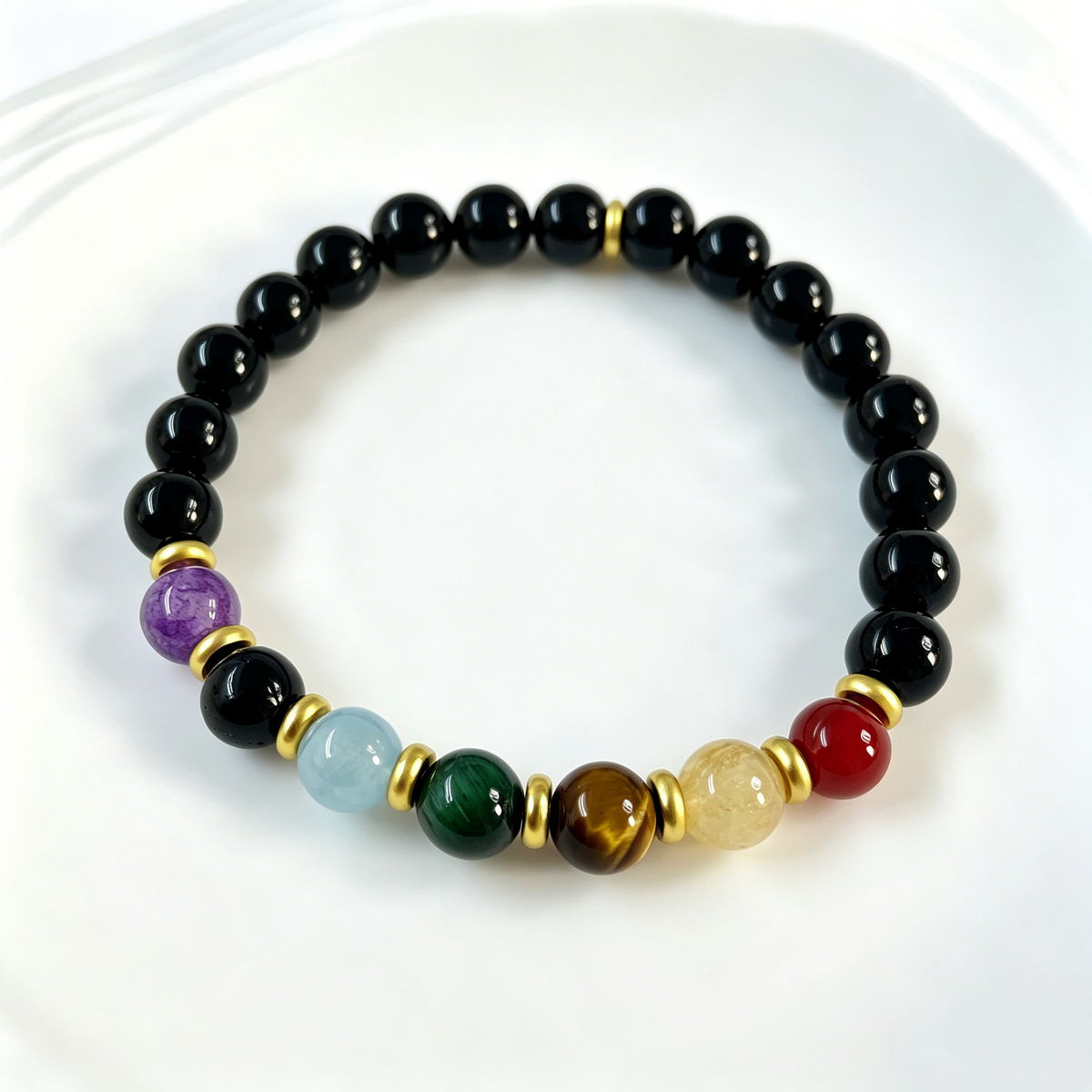 Seven Chakra Natural Stone Bracelet, Energy Healing Beaded Bracelet, Yoga Meditation Jewelry, Spiritual Gift