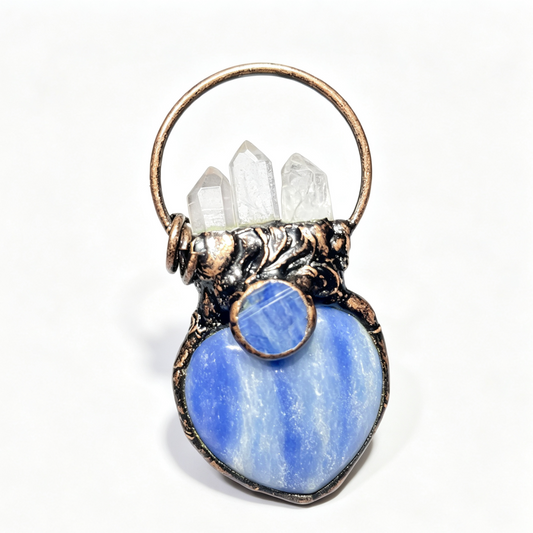 Blue Quartz Druzy Copper Pendant Necklace