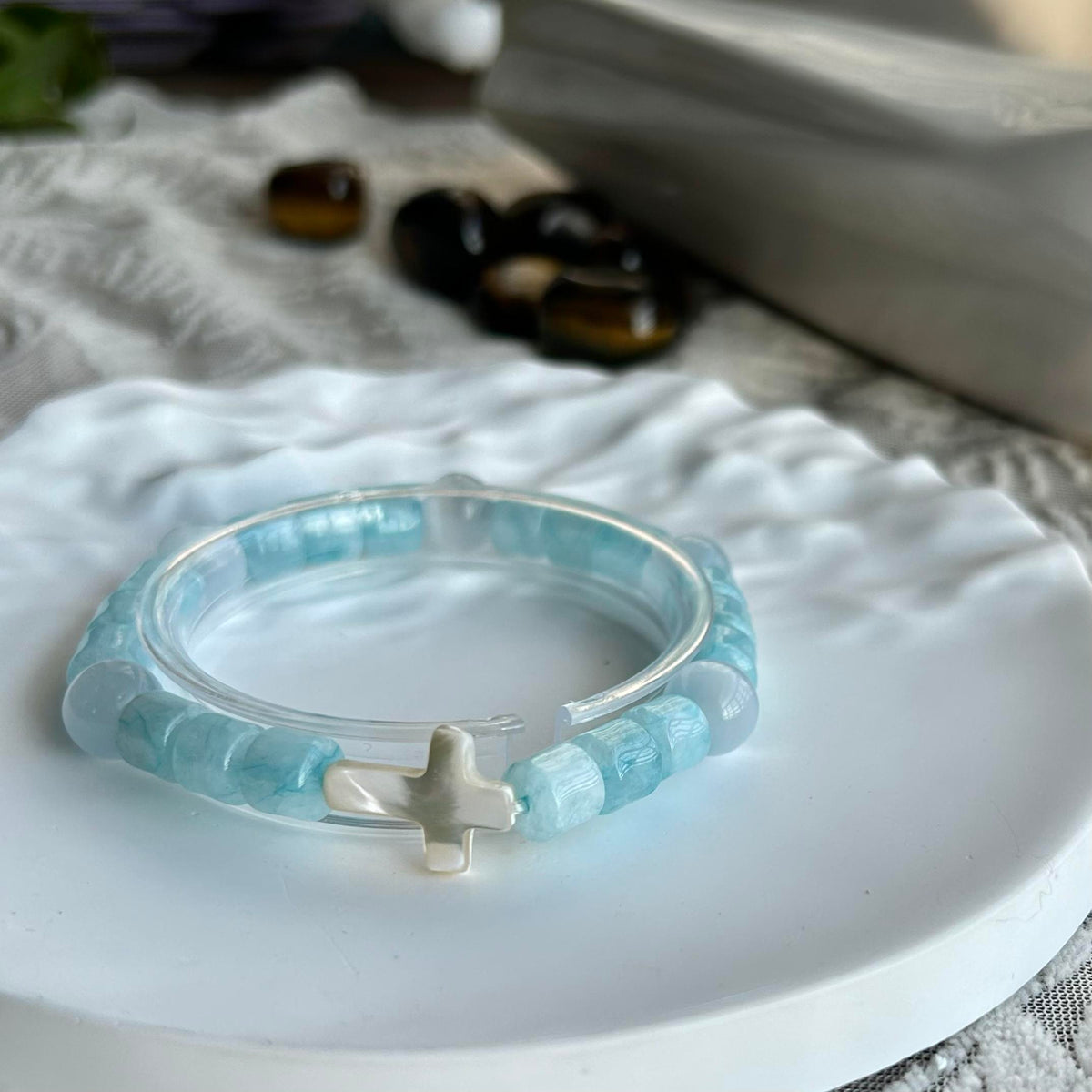 Aquamarine Cat Eye Guardian Energy Bracelet