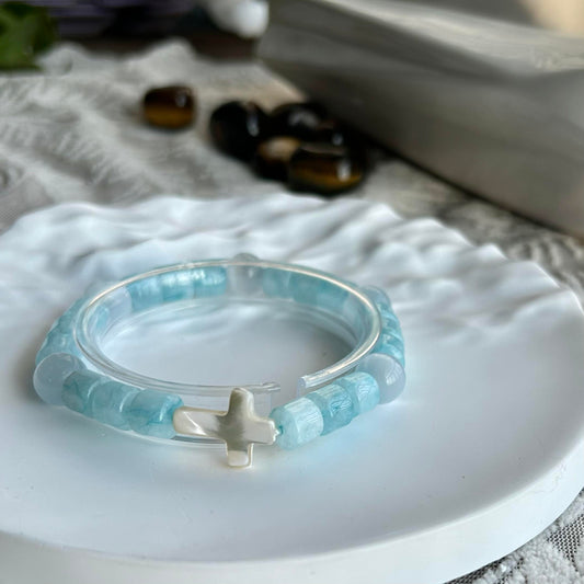 Aquamarine Cat Eye Guardian Energy Bracelet