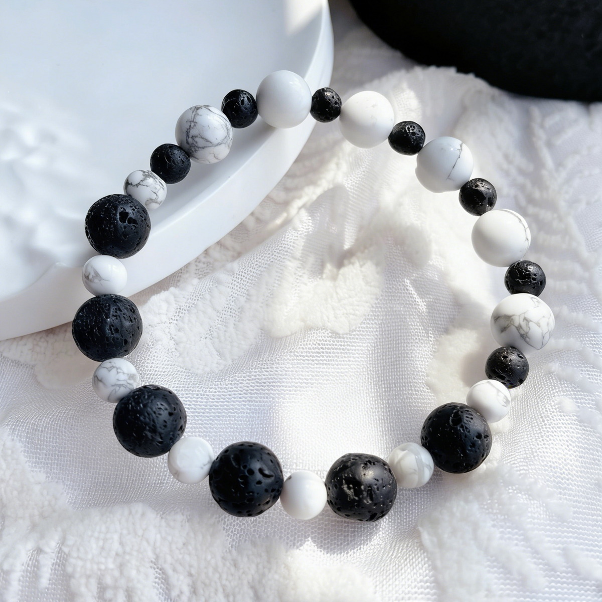 Volcanic Stone White Turquoise Energy Balance Bracelet