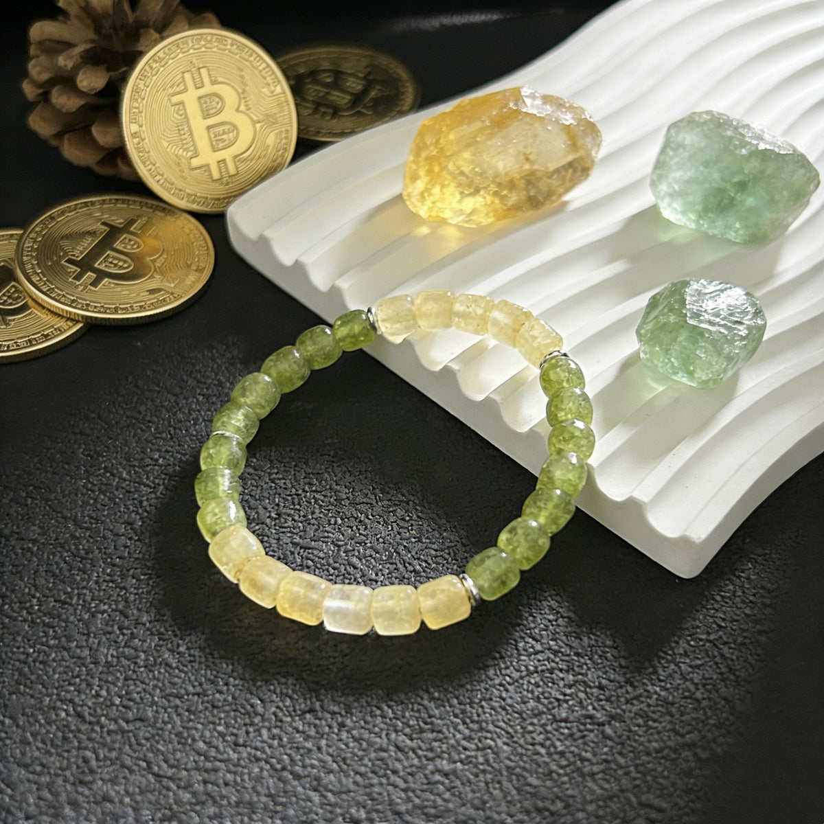 Citrine Green Phantom Crystal Wealth Energy Bracelet