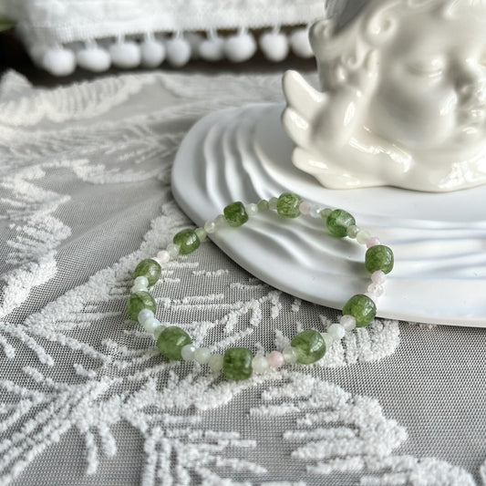 Green Crystal Morganite Energy Balance Healing Bracelet