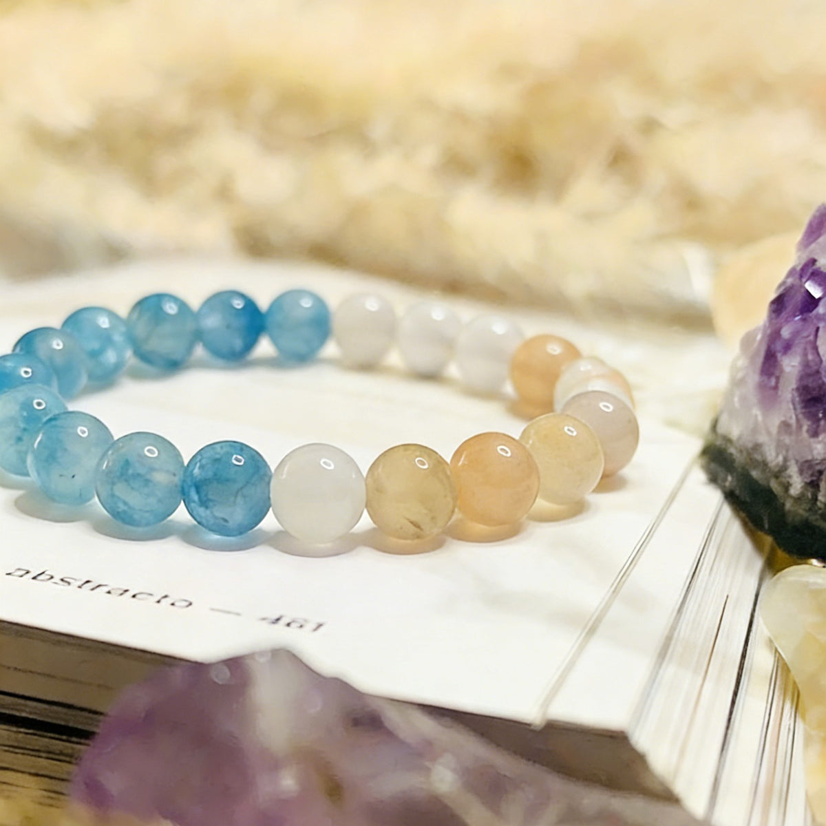 Pink Aventurine Blue Crystal Stress Relief Bracelet