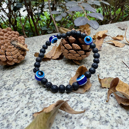 Lava Stone Evil Eye Protection Bracelet