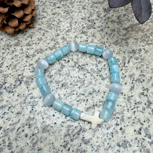 Aquamarine Cat Eye Guardian Energy Bracelet