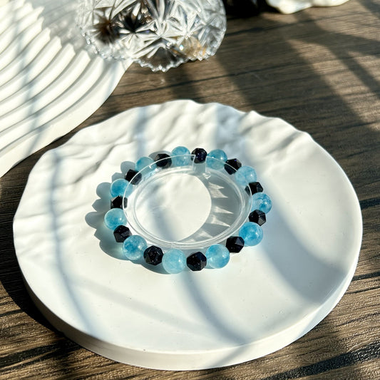 Aquamarine Black Spinel Calming Protection Bracelet