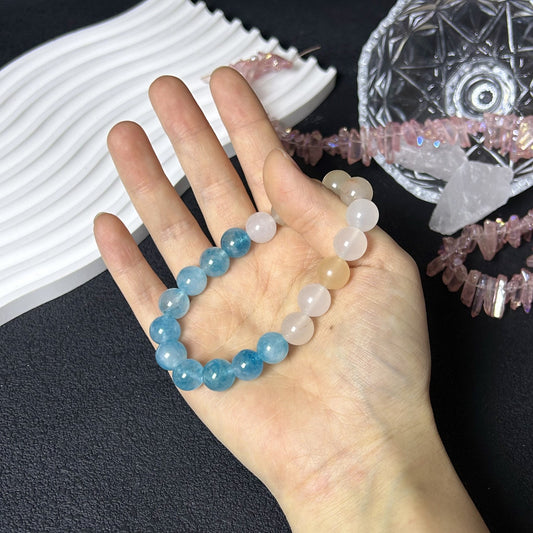 Pink Aventurine Blue Crystal Stress Relief Bracelet