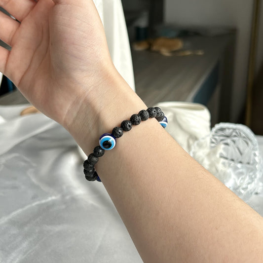 Lava Stone Evil Eye Protection Bracelet