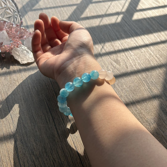 Pink Aventurine Blue Crystal Stress Relief Bracelet