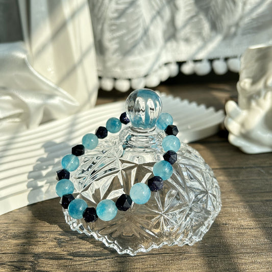 Aquamarine Black Spinel Calming Protection Bracelet
