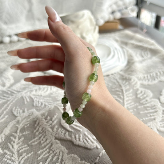 Green Crystal Morganite Energy Balance Healing Bracelet