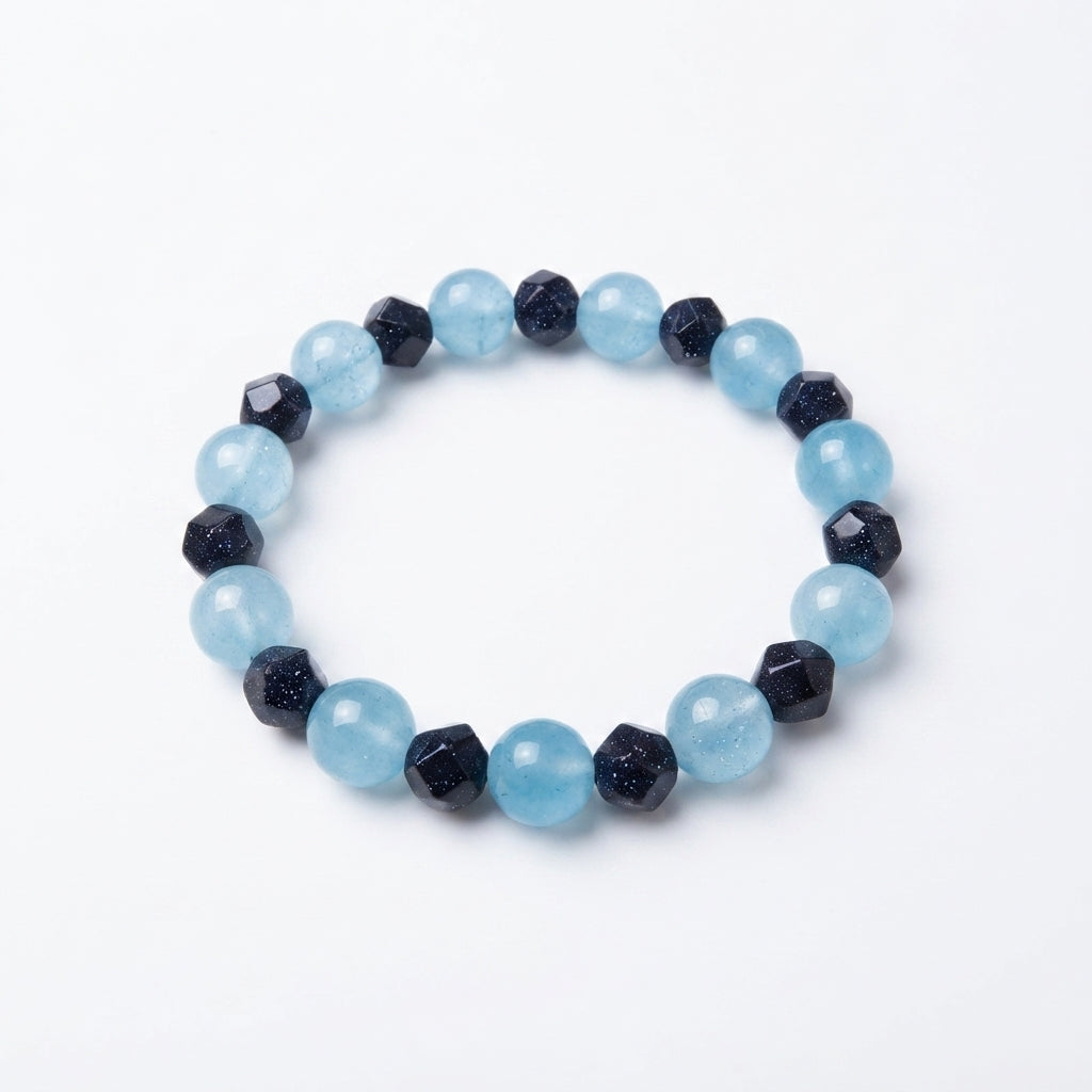 Aquamarine Black Spinel Calming Protection Bracelet
