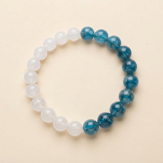 Aquamarine & Clear Quartz Gradient Bracelet