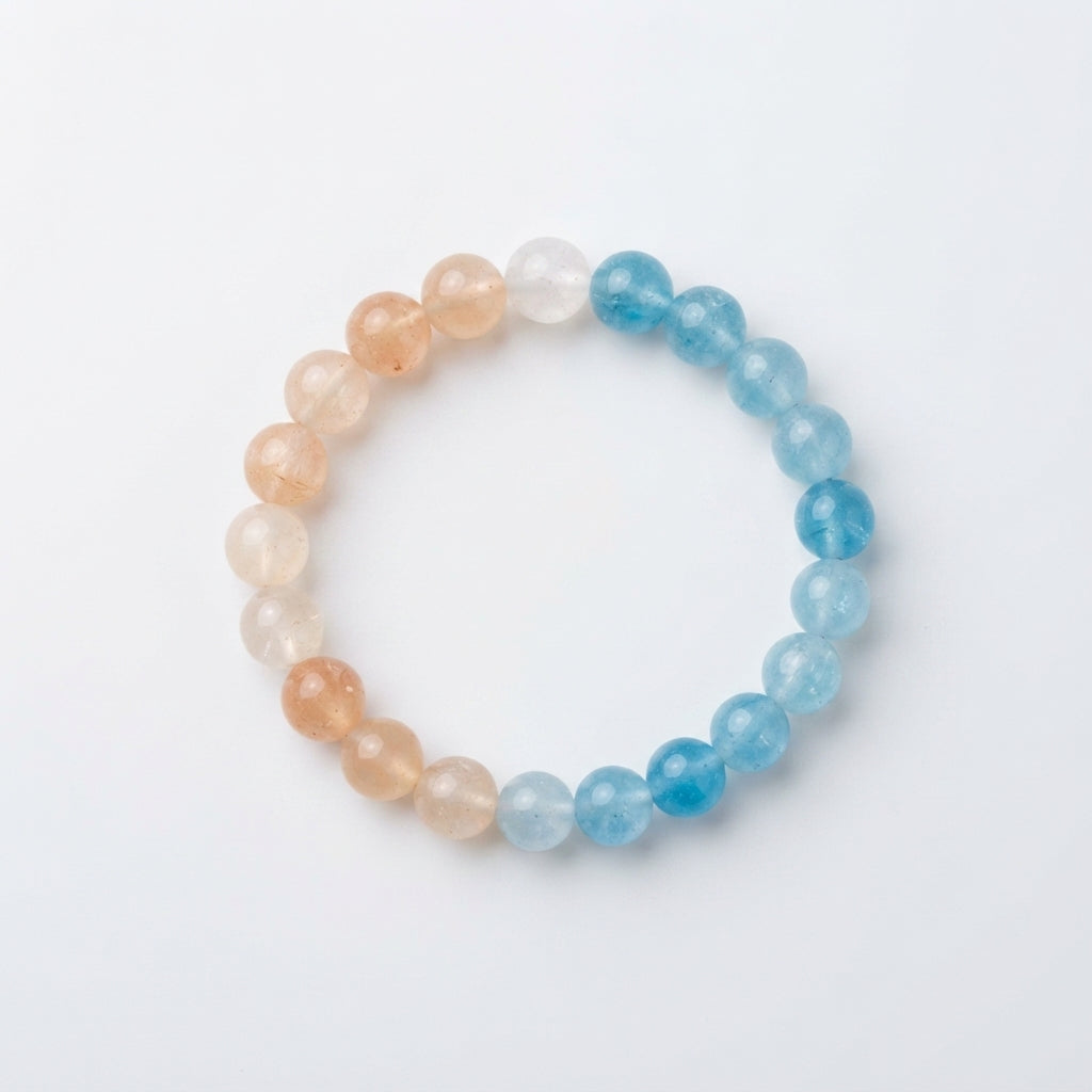 Pink Aventurine Blue Crystal Stress Relief Bracelet
