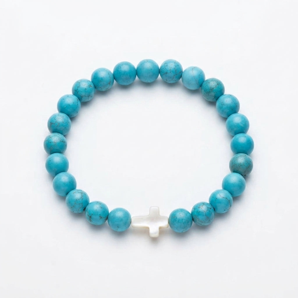 Turquoise Shell Cross Guardian Energy Bracelet